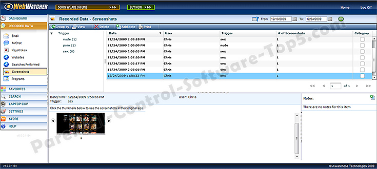 WebWatcher Control Panel
